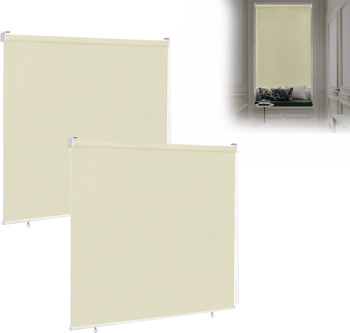 Aufun Verticale Zonwering - 2 Stuks - 180 X 140 cm - Beige - Inkijkbescherming - Luifel - Geschikt Voor Balkons, Terrassen En Tuinen