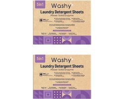 Washy Wasstrips Lavendel 2X- Wasmiddeldoekjes voor Witte, Gekleurde en Zwarte Was - Wasmiddel Strips - Eco Wasmiddel Vellen - Duurzame Laundry Strips (200 wasbeurten)