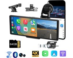 ESSGOO CarPlay Scherm 10 Inch - Apple CarPlay & Android Auto - Draadloos - Touchscreen - Navigatiesysteem auto - Inclusief 4K Front Dashcam - Bluetooth/FM/AUX/64G TF-kaart