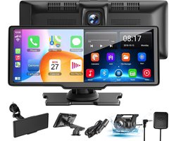 ESSGOO Geschikt voor CarPlay Scherm 10,26 Inch – Geschikt voor Android Auto Scherm – Navigatiesysteem Auto – Auto Scherm – Universeel – Touchscreen & HD Achteruitrijcamera - Incl. GPS-module