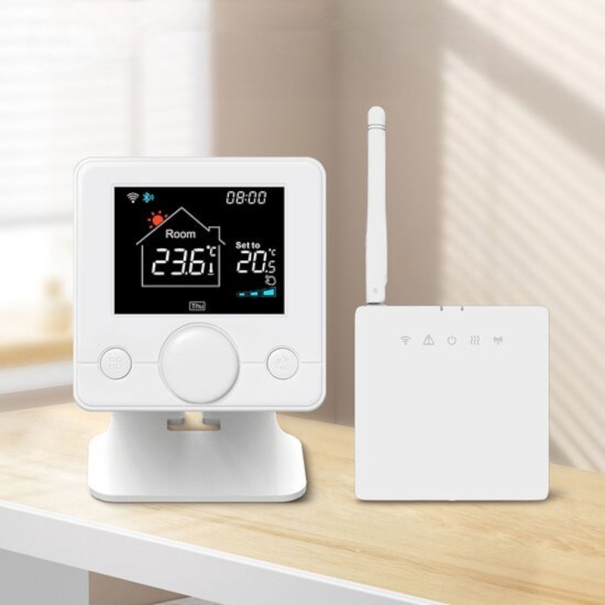 Thermostaat | CV installatie | Wifi | Draaiknop bediening | Opbouwmontage | Tuya Smart Life | Spraakbediening | Zwart wit thumbnail 3