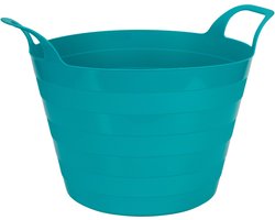 Excellent Houseware Flexibele wasmand - petrol blauw - 30 liter - kunststof - 54 x 37 cm - met handvatten