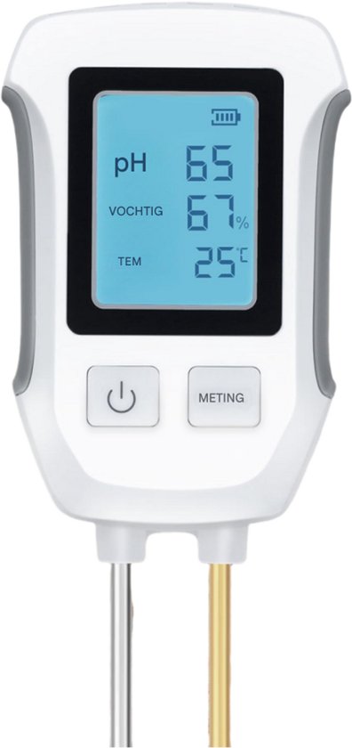 GELLDG Bodemmeter - 3-in-1 - Bodem-pH-meter - Digitale bodemtester - Met temperatuur-...