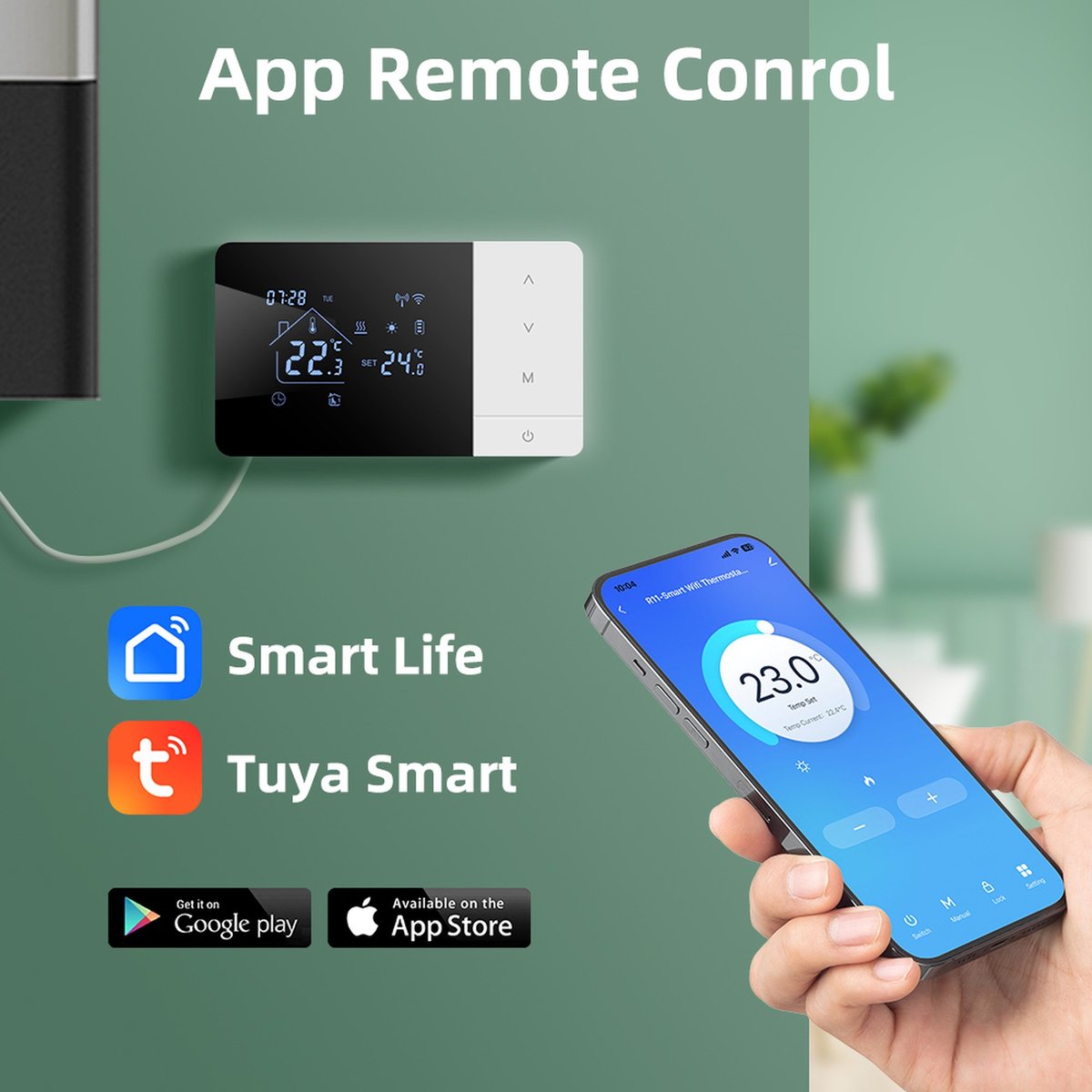 Wifi thermostaat | Opbouw | Wifi | Touchscreen bediening | USB voeding | CV installatie | Smart Life app | Spraakbediening | Zwart wit thumbnail 2