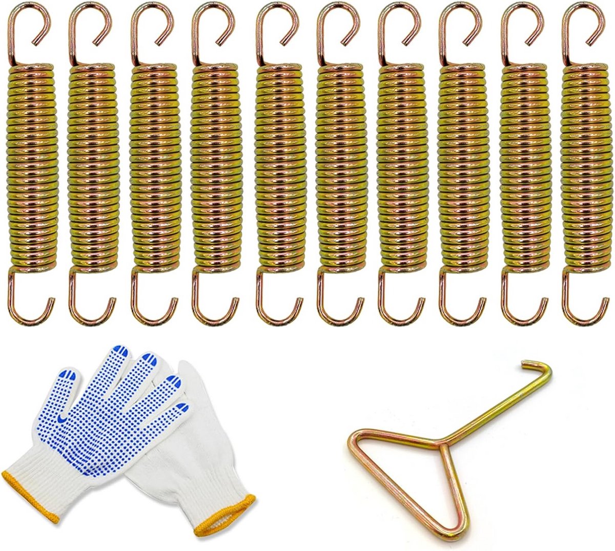 Set van 10 Extra Sterke Veren voor Trampoline 14/16.5/18 cm - Universele Vervanging met Gereedschap