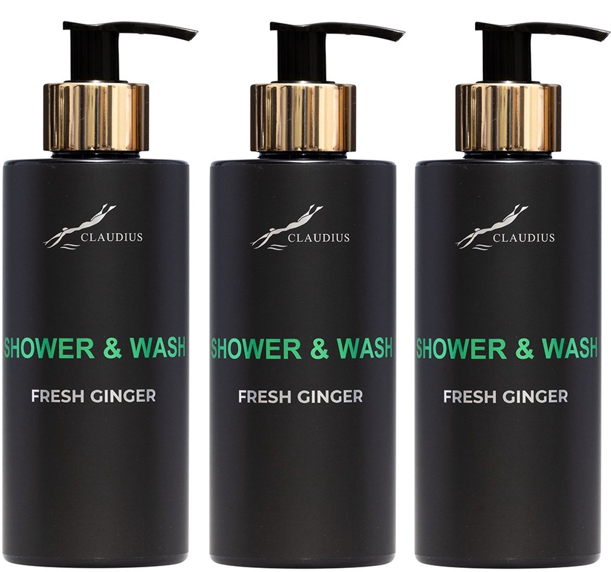 Shower & Wash Fresh Ginger 300 ml - gouden pomp - 3 stuks