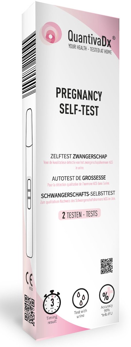QuantivaDx Zwangerschapstest - 2 Zelftesten - hCG Detectie in Urine