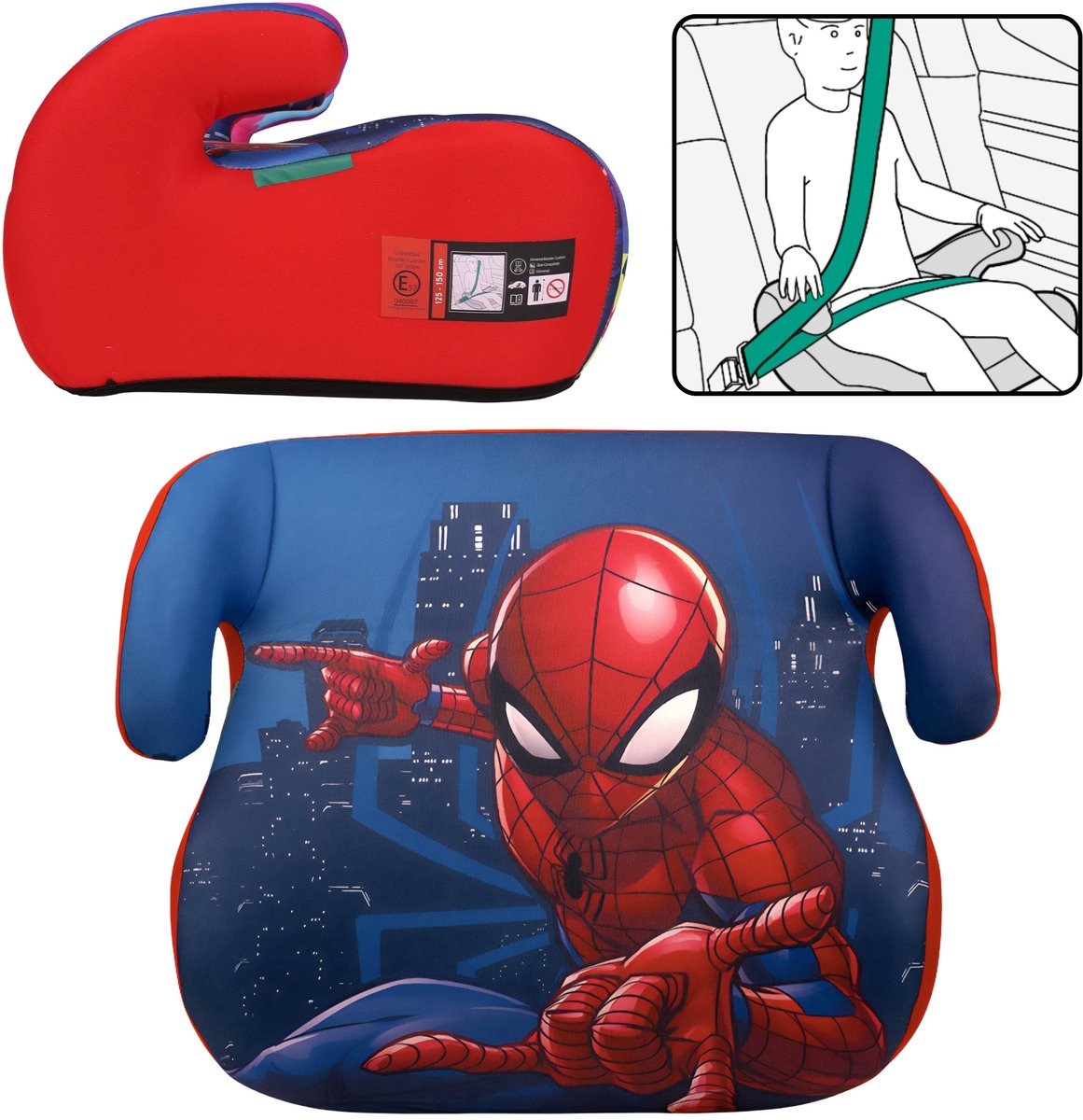 MARVEL Spider-Man Autostoeltje, kinderzitje, voetsteun voor jongens 22-36 kg, 125-150 cm