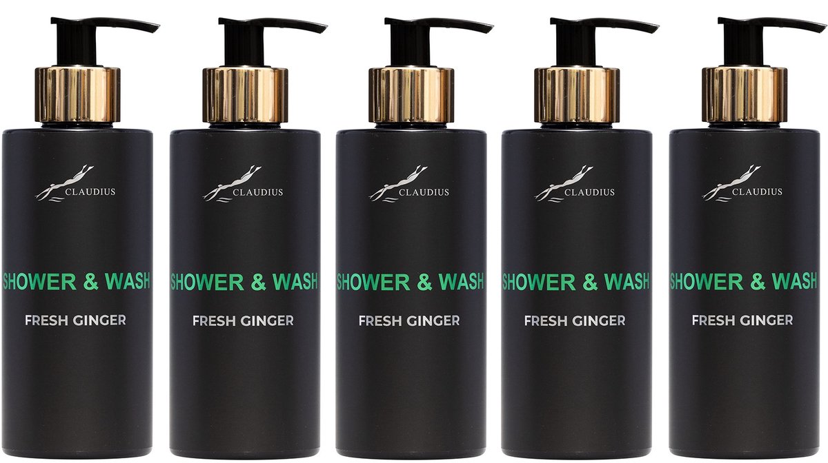 Shower & Wash Fresh Ginger 300 ml - gouden pomp - 5 stuks