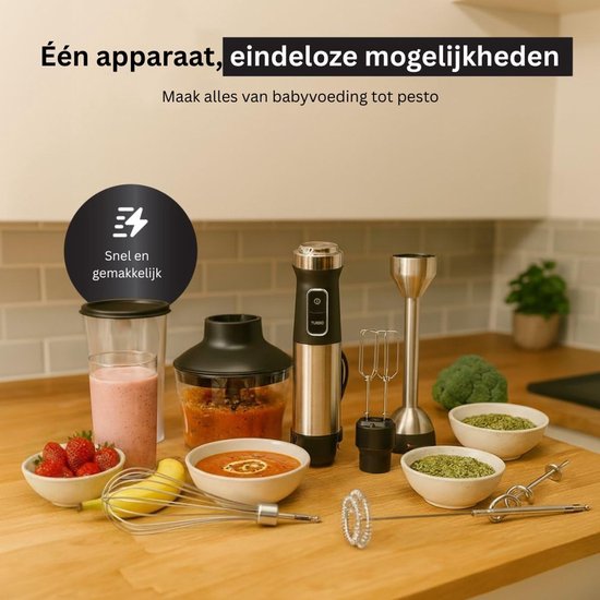 Staafmixer Set - Hakmolen - Groentesnijder - Soepmaker - Zwart en Ziver van Merkloos — afbeelding 5