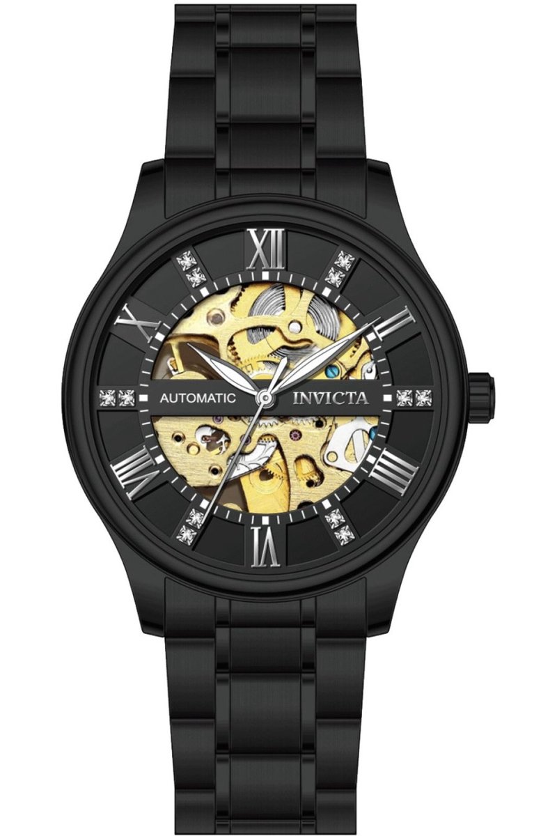 Invicta Objet D Art 69505 Heren Horloge - Waterdicht - Analoog - Automatisch Uurwerk - Roestvrij Staal met zwarte Wijzerplaat - 40mm