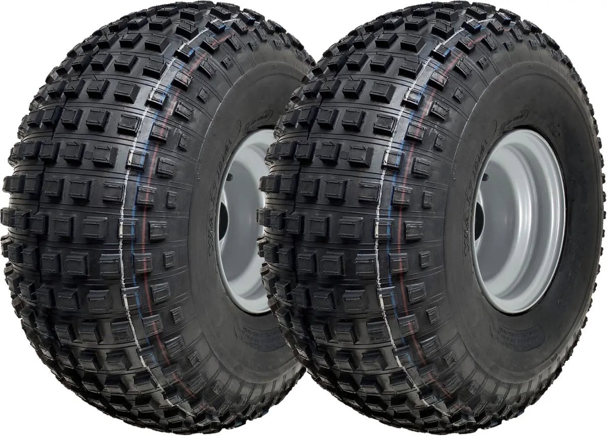 22x11.00-8 ATV-banden met noppen, stalen velg, 25 mm kogellagers, 4-laags wielen (set van 2)