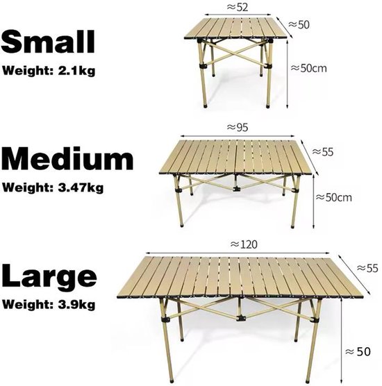 Opvouwbare Campingtafel 120 cm - Lichtgewicht & Duurzaam - Verstelbare Inklapbare Veldtafel - Beige: 120 × 55 × 50 cm — afbeelding 4