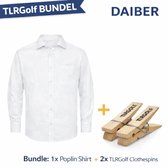 Daiber Overhemd Heren met Lange Mouw (Wit) - Maat 4XL (Inclusief 2 TLRGolf wasknijpers)
