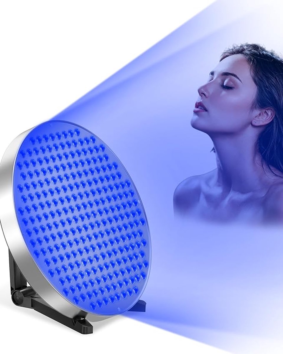 LED Solarium voor Thuis – 50W Gezichtsbruiner met 250 LEDs (460 nm) – Opvouwbaar & Ophangbaar – Geleidelijke Glow voor Gezicht & Lichaam