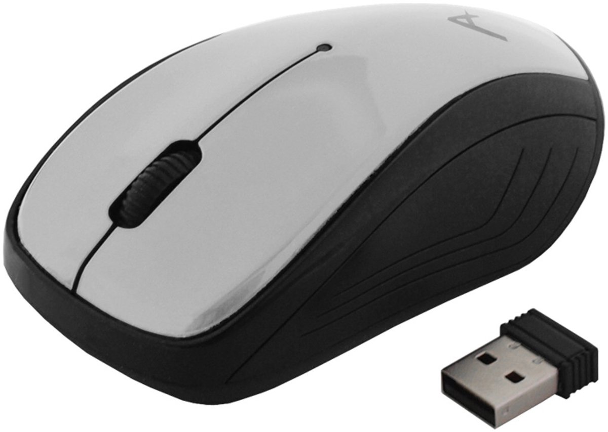 Art optische muis, draadloos, USB, zilver, AM-92B