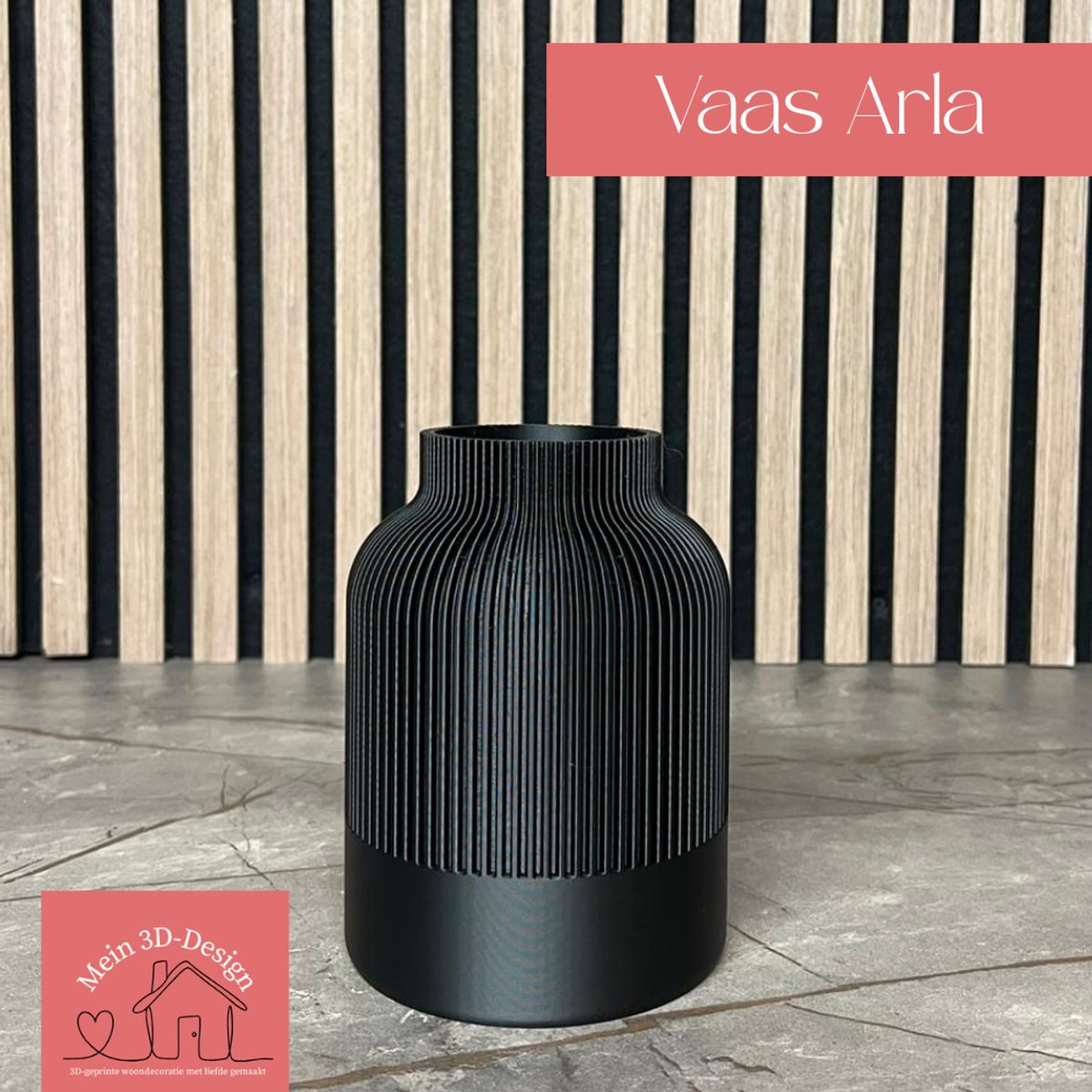 Vaas Arla - Japandi style - 3D geprint - Kunstbloemen - Legobloemen