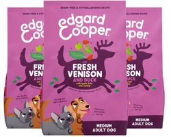 Edgard & Cooper Hondenvoer Droog Hert & Eend Medium - 3 x 1 kg - Voordeelverpakking