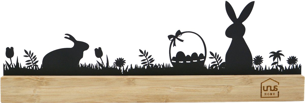 UNUS® Paasopsteller paashazen paasdecoratie silhouet zwart bamboe