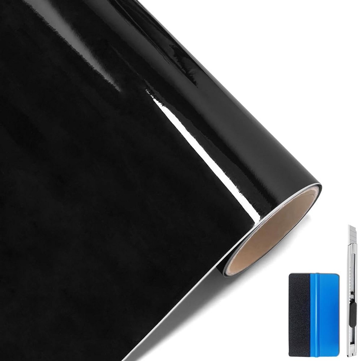 Glanzzwarte Auto Folie 50x152 cm - Krasbestendige Car Wrapping Vinyl met Luchtkanaal