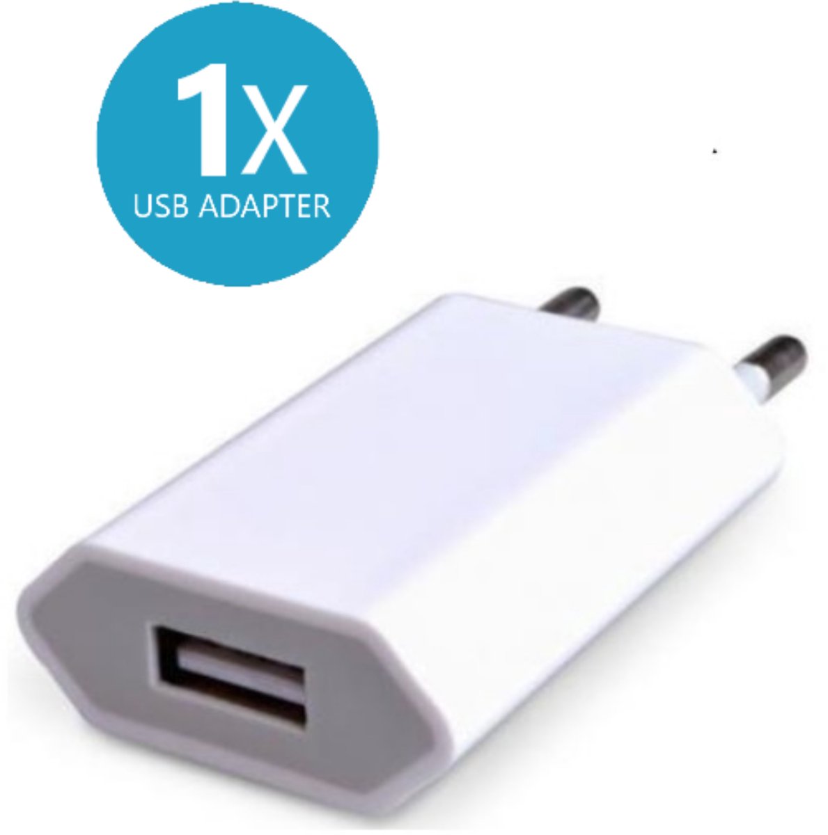 USB adapter - 1 stuks - USB stekker - Wereldstekker - Oplaad adapter - Reisstekker - Wit - Oplader Blokje