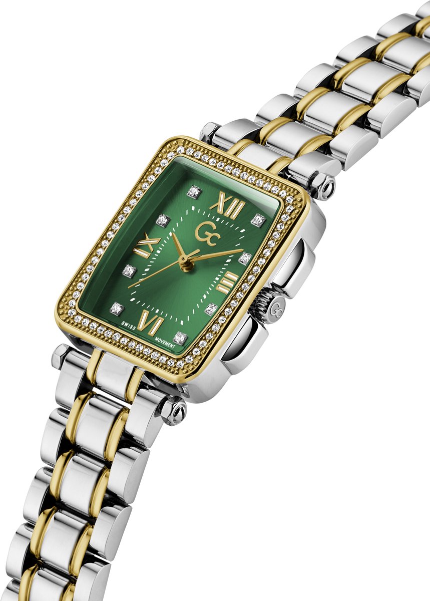Gc Gc Plaza Quartz Analoog Horloge Zilver En Geel Kast: 100% Roestvrij Staal | Bracelet 100% Roestvrij Staal 25 mm Z29008L1MF, Z29009L9MF