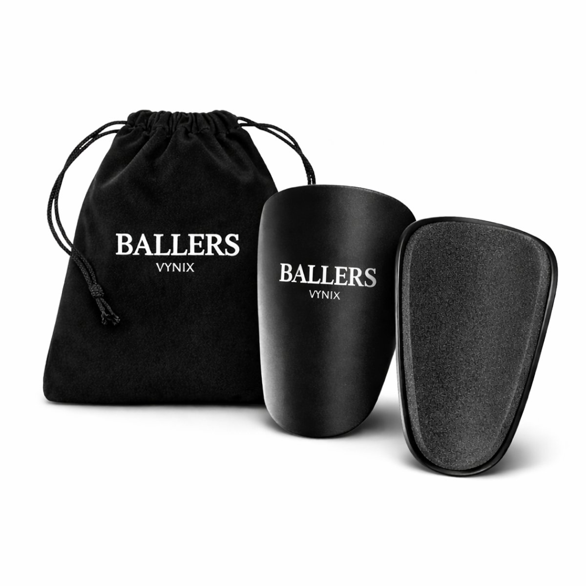 Vynix Ballers - Mini Scheenbeschermers - Mini Scheenbeschermers Voetbal - 10x6cm - Scheenbeschermers - Met opbergzakje - Mini Shinpads - Scheenbeschermers - Zwart