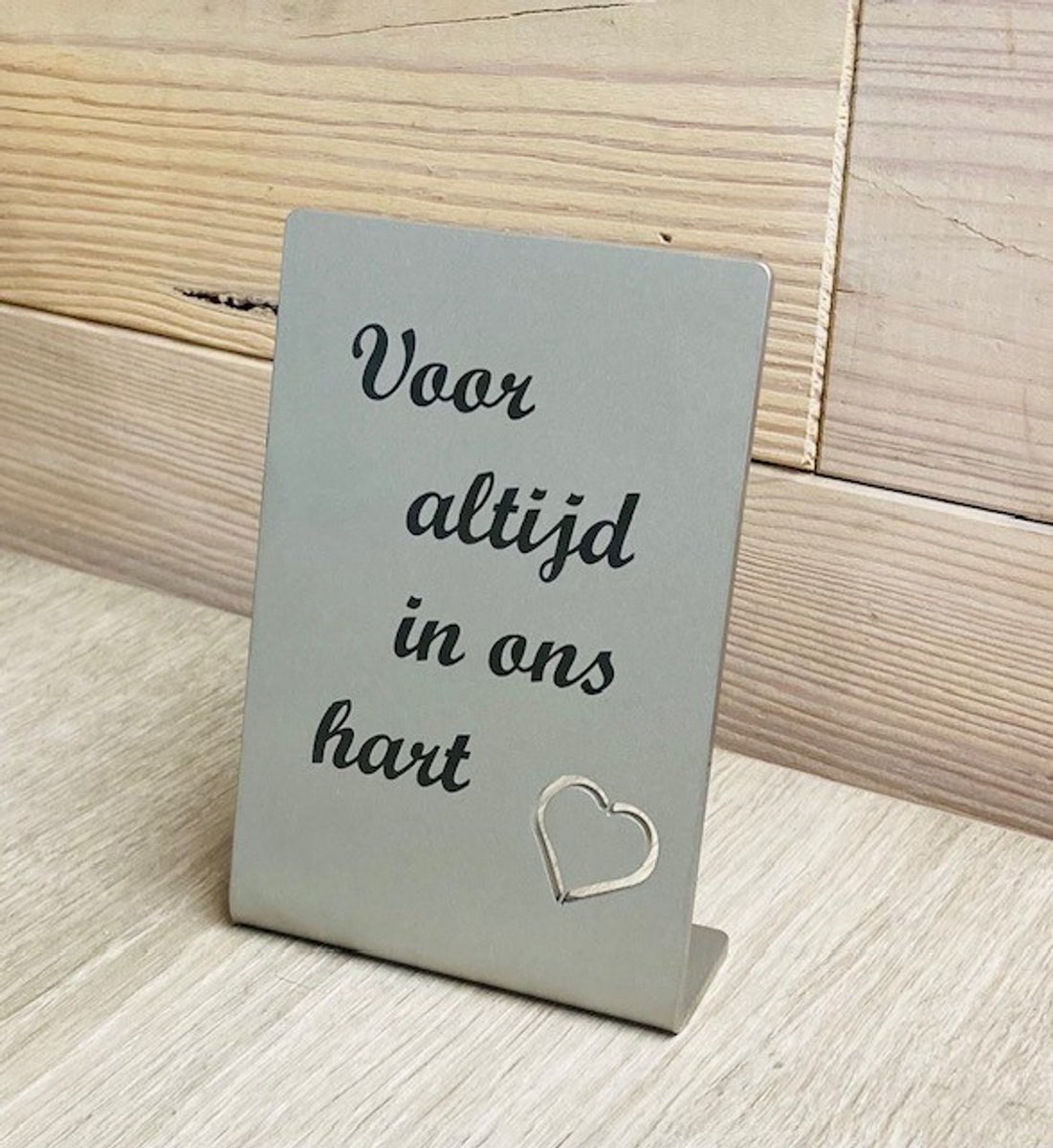 RVS "voor altijd in ons hart" Rouwdecoratie, grafdecoratie, aandenken, compact model