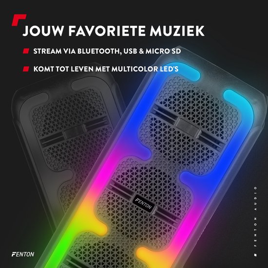 Bluetooth speaker - Fenton Track310 - Muziek box - Met microfoon - Lichteffecten - Oplaadbare accu — afbeelding 2