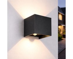 Luminize Buitenlamp met bewegingssensor - Wandlamp met sensor - 2700K - 10x10x10cm - 12W - Zwart - LED