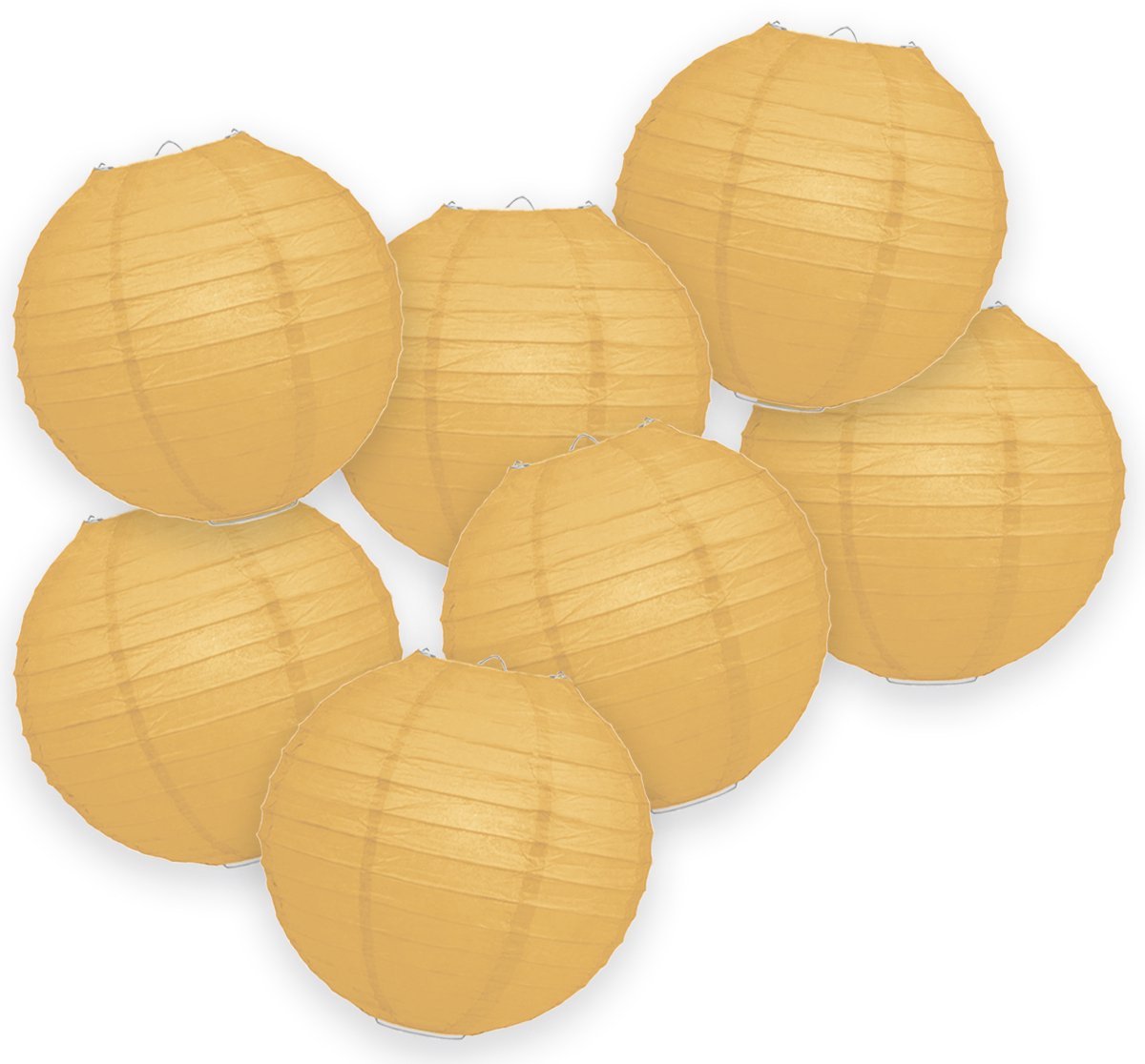 7-set LMPN® papieren lampionnen - abrikoos - 25cm - abrikoos lampion