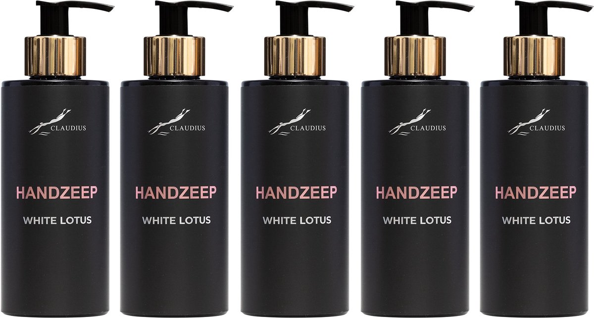 Handzeep White Lotus 300 ml - gouden pomp - 5 stuks