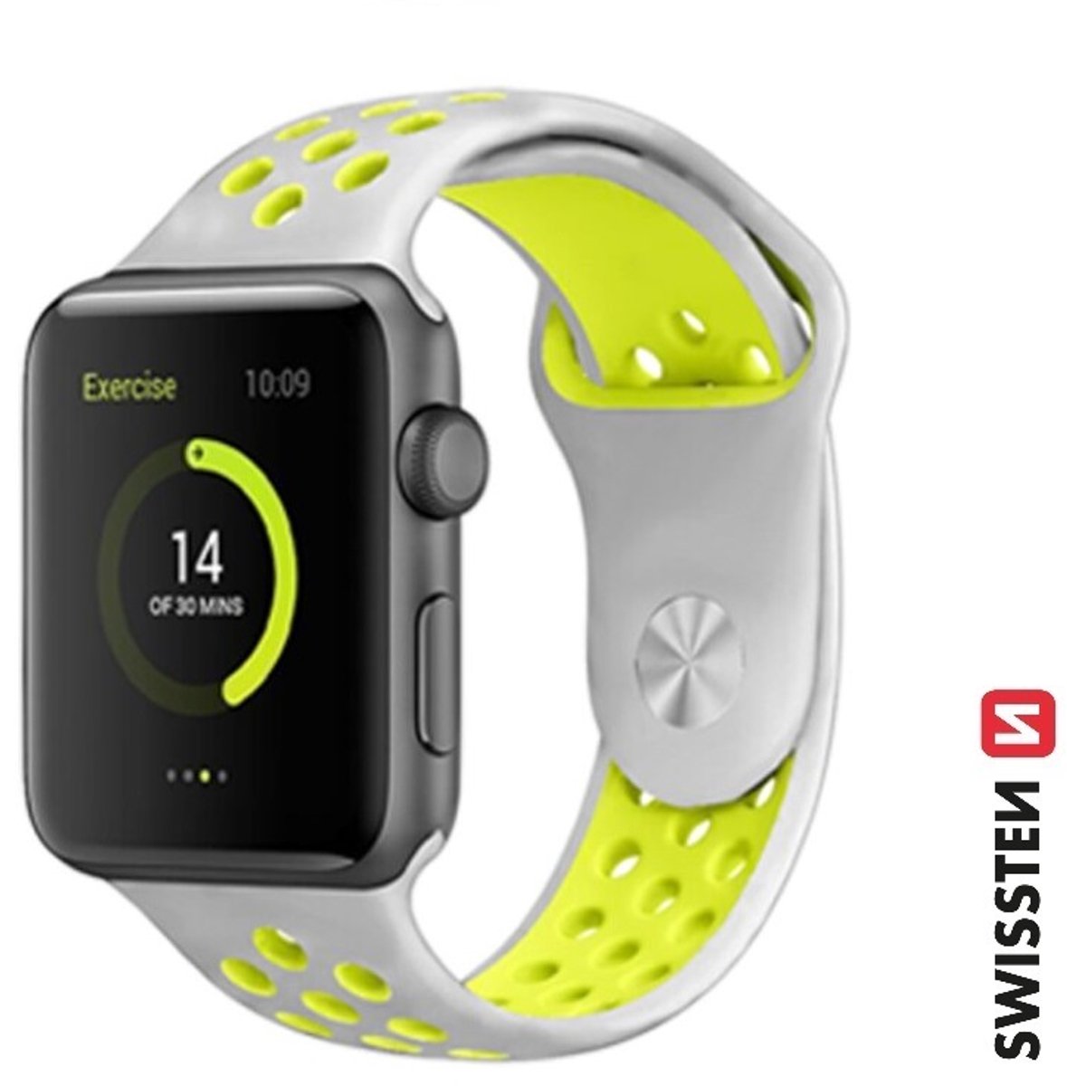 Swissten Sport Siliconen Band Geschikt voor Apple Watch 42-49mm – Zilver – 46000613