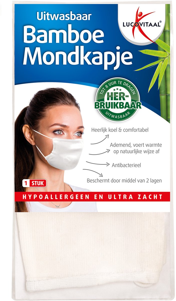 Bol.com Lucovitaal Bamboe Mondkapje Wit aanbieding