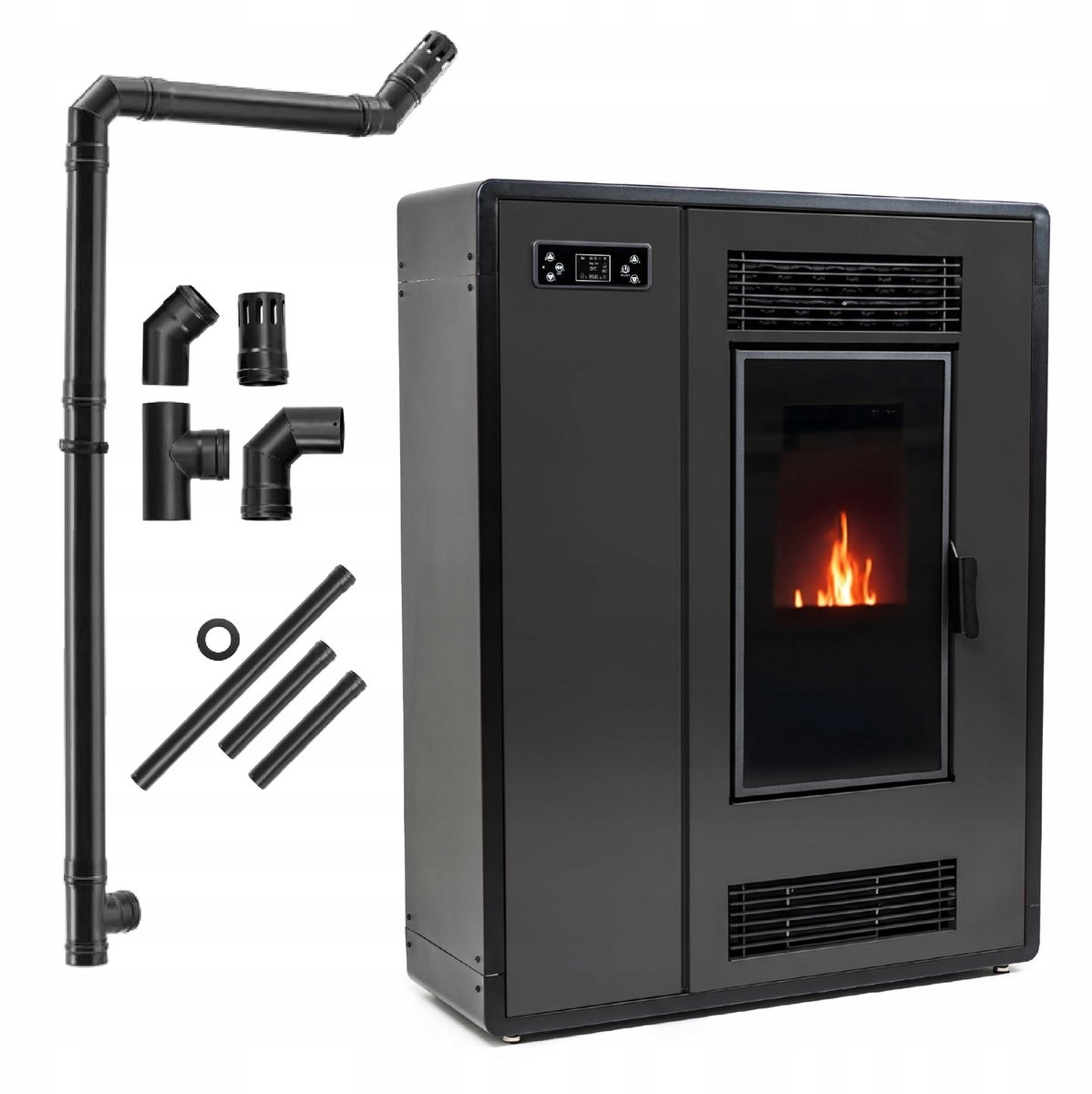 THUNDER Pelletkachel - Vrijstaand - 12 kW - WiFi - 19 kg reservoir - THUNDER ARIA-BLACK