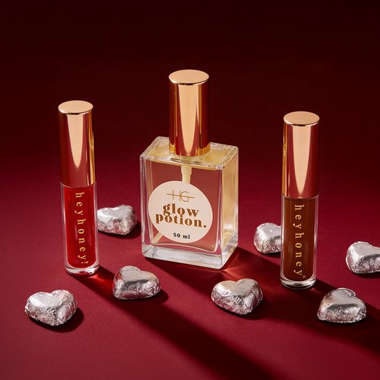 HG Aesthetics Valentijn Cadeauset – Lip Oil Duo + Honey Glow Dry Oil – Hydraterende Glow Set voor Lippen, Huid & Haar