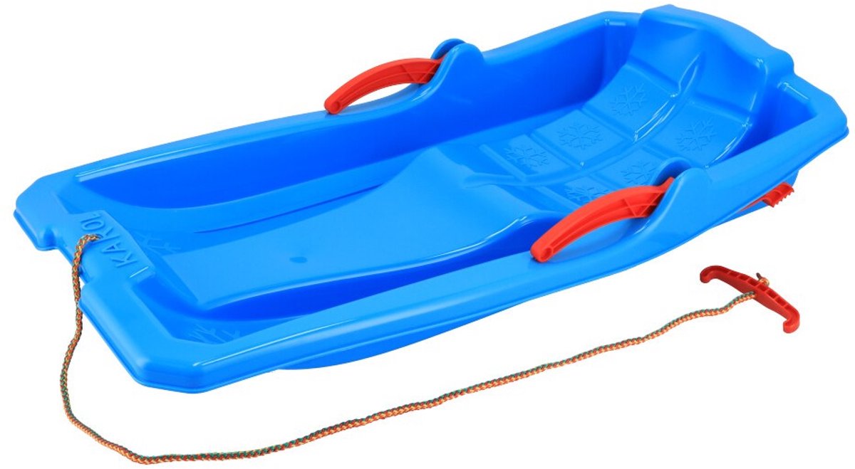 Baby Mix - Slee - Plastic bobslee met remmen blauw - sneeuwslee - kunststof - vorstbestendig - veilig - kinderen