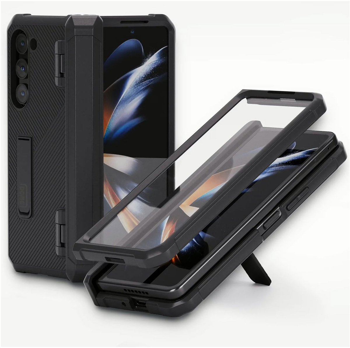 Whitestone Dome Escudo Case Geschikt voor Samsung Galaxy Z Fold 5 - Hoesje met Ingebouwde Screenprotector - Beschermhoes met Standaard - Full Protect - Zwart