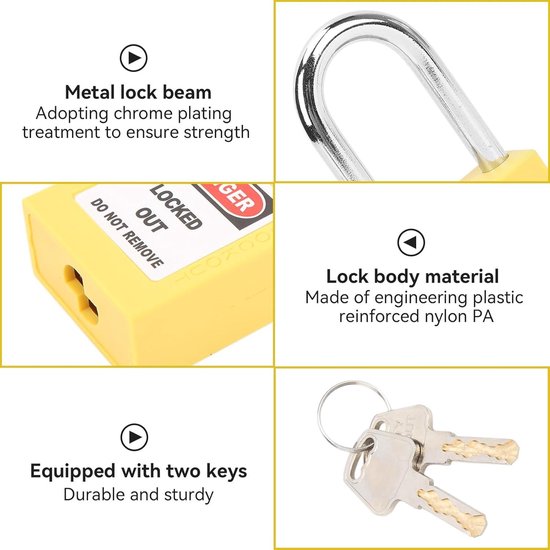 Veiligheidssloten voor Lockout Tagout - Set van LOTO-hangsloten (Geel ...