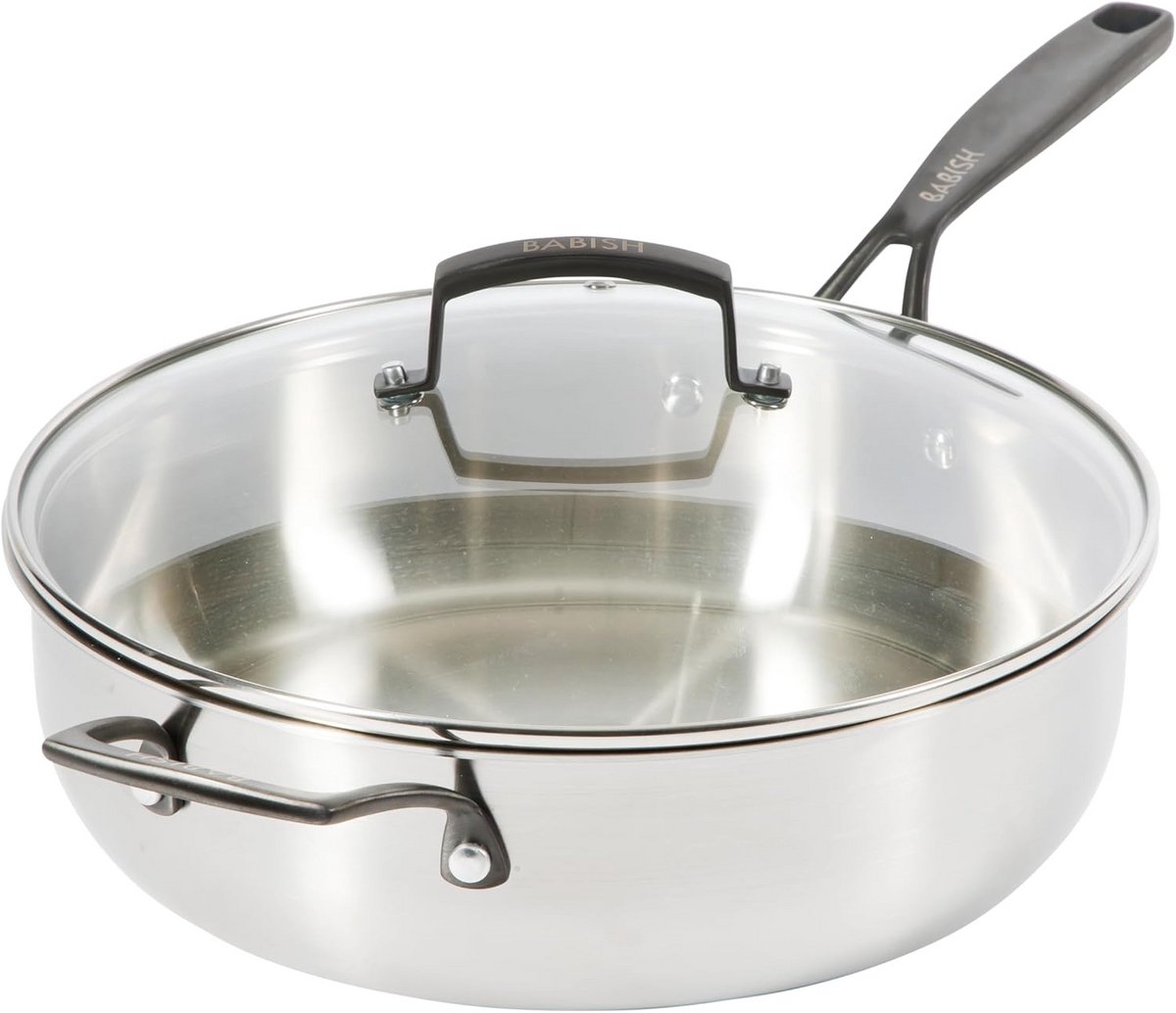 Grote Roestvrijstalen Sauteerpan met Deksel 5 Liter - Oven en Inductie Geschikt