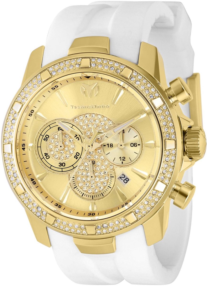 TechnoMarine UF6 TM-621010 Heren Horloge - Waterdicht - Analoog - Quartz Uurwerk - Roestvrij Staal met gouden Wijzerplaat - 45mm