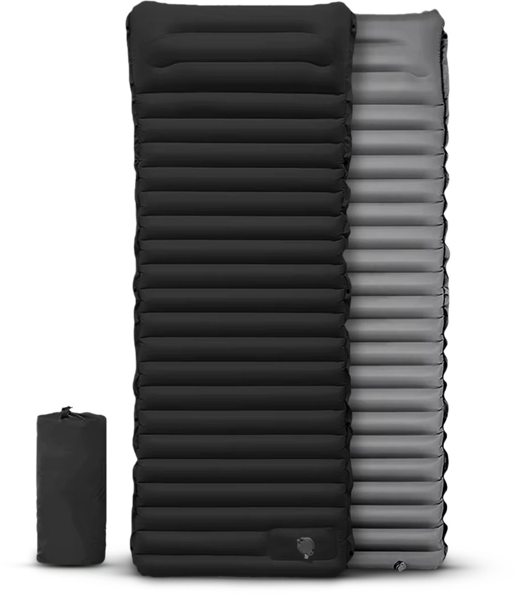 Ever Trex Slaapmat Comfort - 193x70x10cm - Ingebouwde Pomp - 1 Persoons - Camping Matras - Zelfopblaasbaar - Zwart