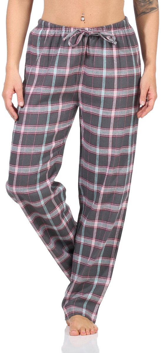 Dames flanellen pyjamabroek geruite pyjamabroek lang