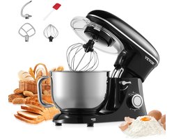 VEVOR Keukenmachine Elektrische Deegmixer 5,68L 1400W Zwart Standmixer