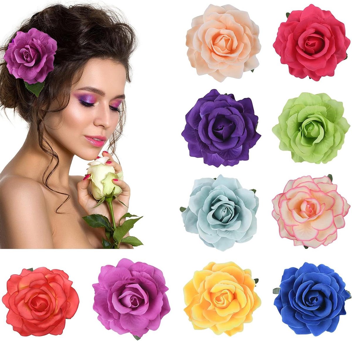 Meerkleurige Haarspelden met Bloemen - Set van 10 stuks voor Haaraccessoires