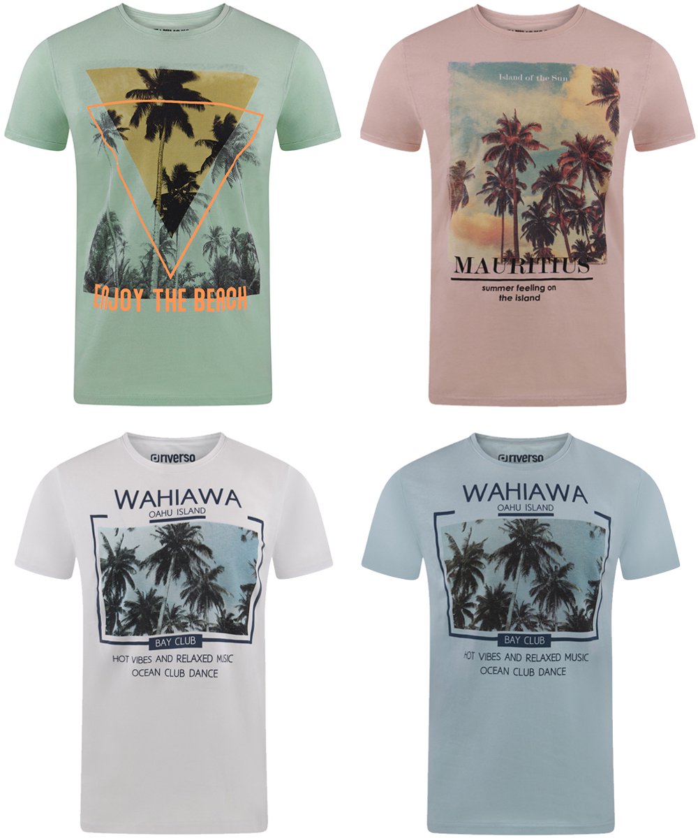 riverso Heren T-Shirt RIVLukas 4 Pack regular fit Veelkleurig L Ronde Hals Volwassenen