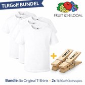 Lot de 5 t-shirts Fruit of the Loom Original pour homme, 100 % coton, col ras du cou – Taille XL (BLANC)