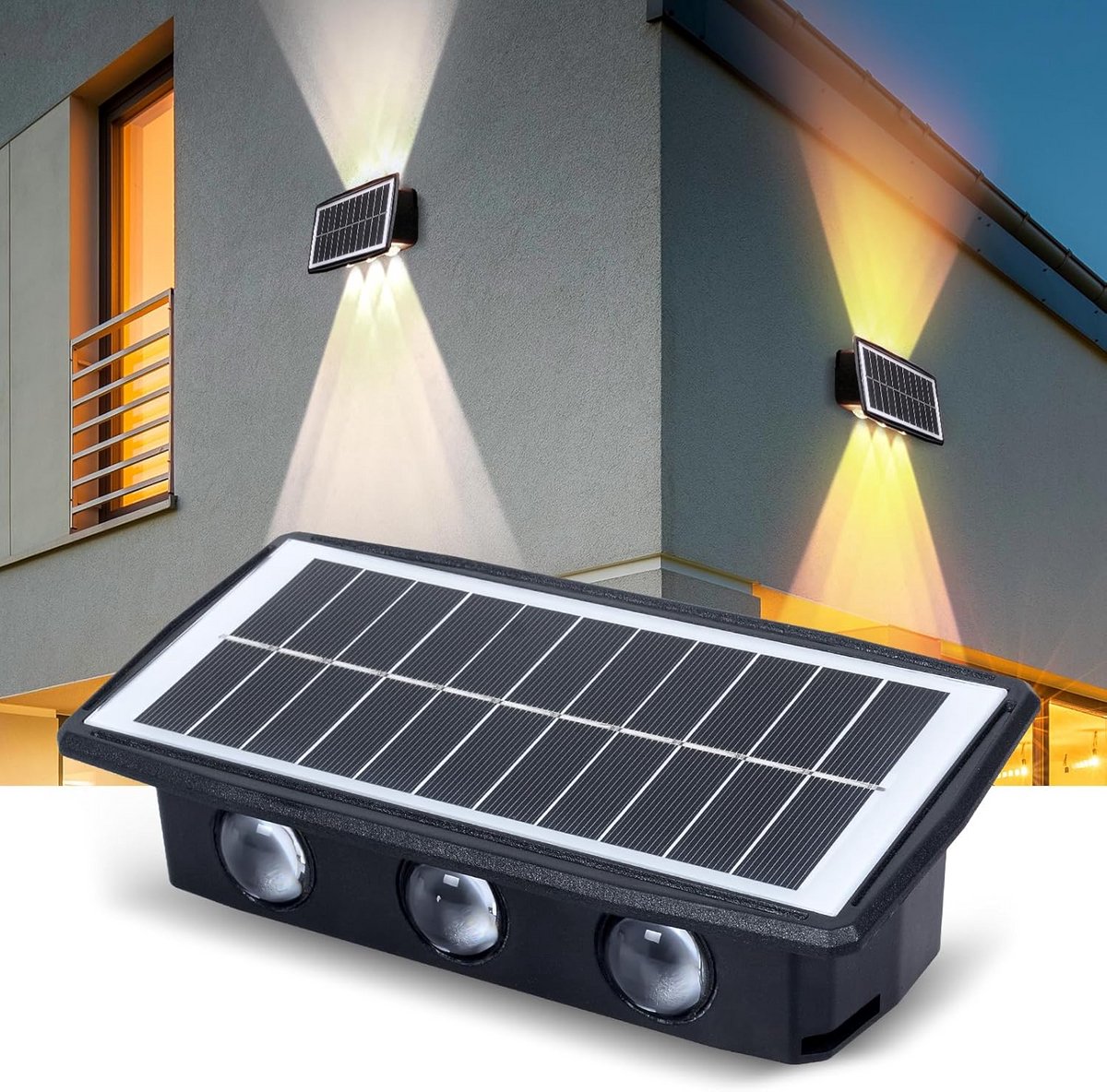 Waterdichte Wandlamp op Zonne-energie voor Buiten - Opbouw Up & Down Verlichting voor Tuin