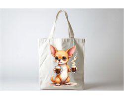 Tote Bag Chihuahua Chewbrew - Cute - Sarcastic - GoodVibes - Sarcasm - Funny - Gift - Cadeau - Sarcastisch - SarcastischeVibes - schattig - lief - feelgood - Hond - Dog