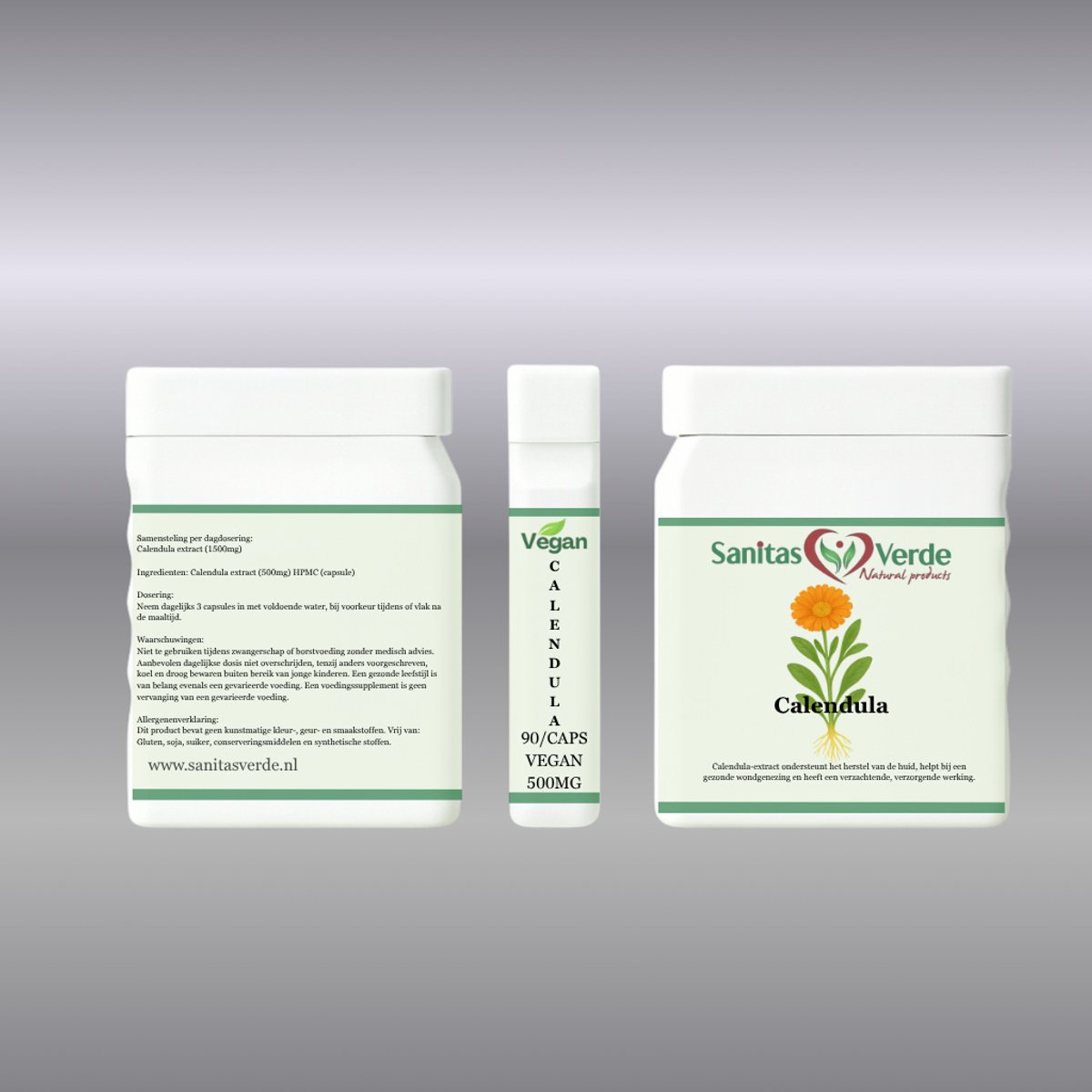 Sanitas Verde Calendula Extract 500 mg Mondslijmvlies Huid 90 Vegan Capsules